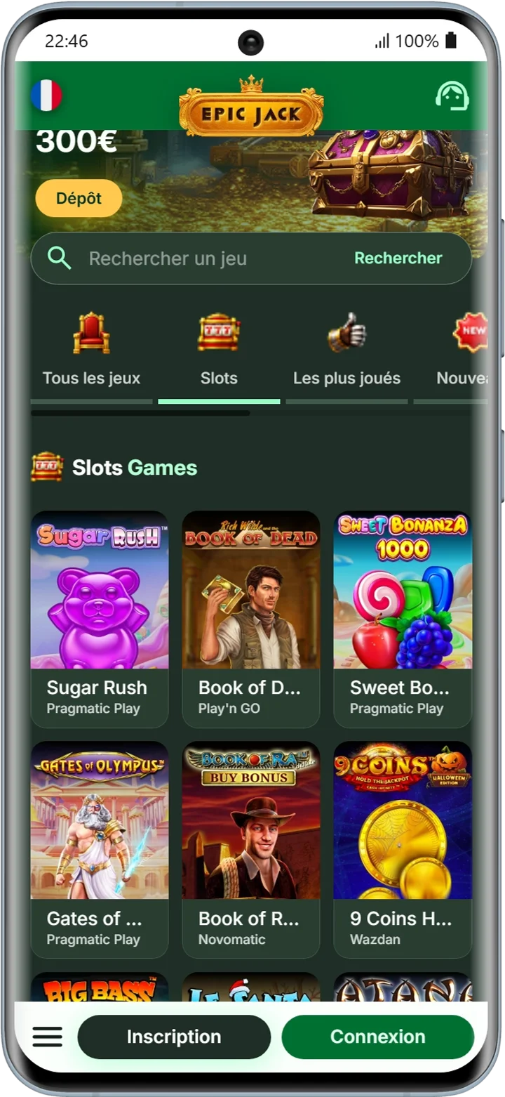 EpicJack sur mobile